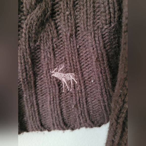 Abercrombie & Fitch Chocolate Cable Knit Cardigan Wool Blend L(Juniors) Small(W) - Picture 11 of 16